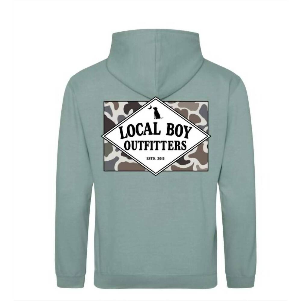 NEW LOCAL BOY OUTFITTERS men's founders lcf flag patch hoodie in dusty green